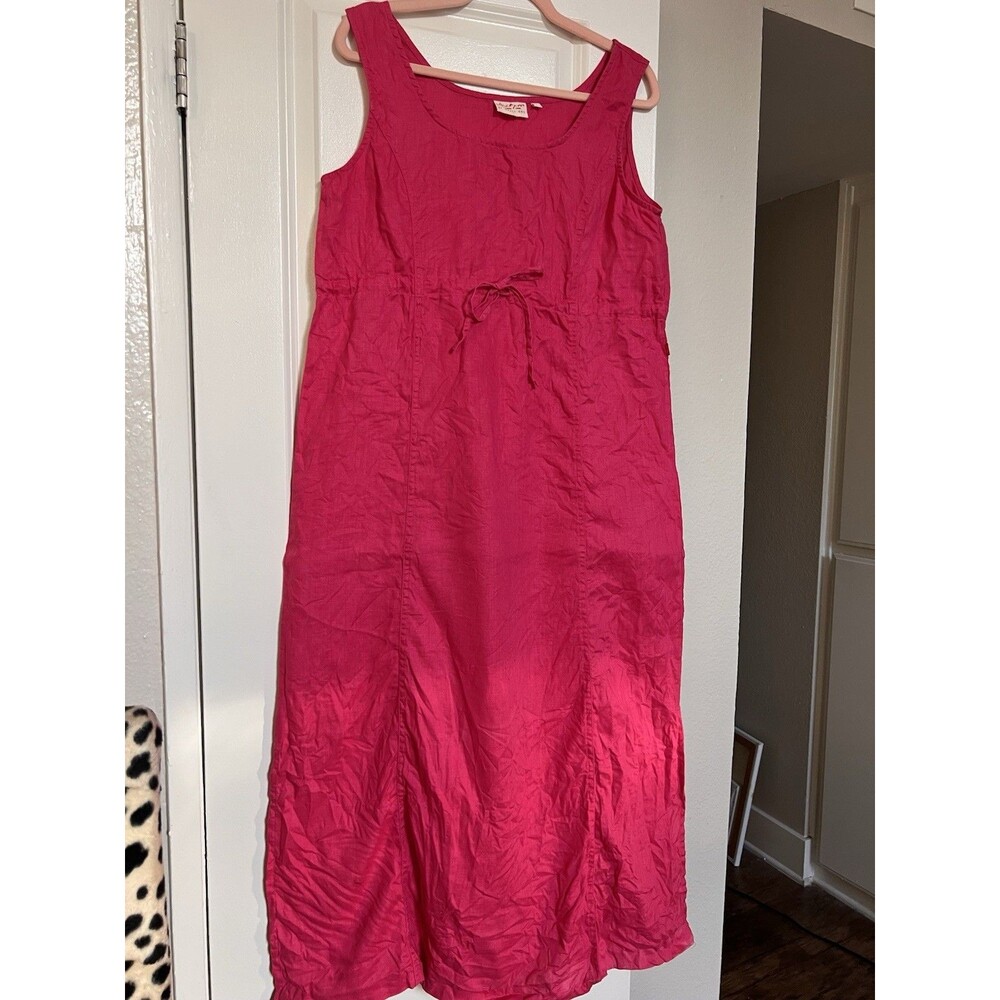 Jackpot By Carli Gry Hot Pink Linen Sleeveless Bow Tie Dress Size 4 (like Large)